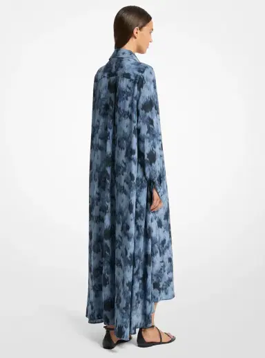Michael Kors Collection Floral Chiné Silk Crepe De Chine Draped Caftan | Thumbnail 6 Michael Kors Collection Floral Chiné Silk Crepe De Chine Draped Caftan | Thumbnail 6