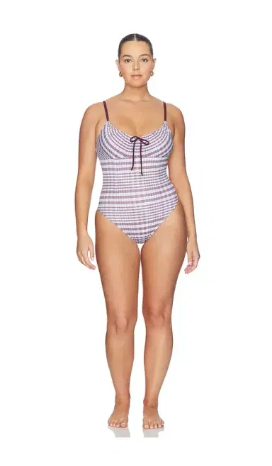 Good American Plaid Drawstring One Piece Swimsuit | Thumbnail 2 Good American Plaid Drawstring One Piece Swimsuit | Thumbnail 2