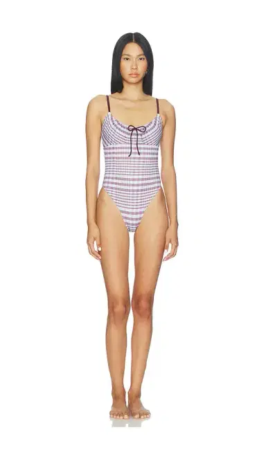 Good American Plaid Drawstring One Piece Swimsuit | Thumbnail 1 Good American Plaid Drawstring One Piece Swimsuit | Thumbnail 1
