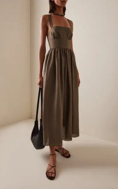 Matteau Crossback Linen-Cotton Midi Dress | Thumbnail 2 Matteau Crossback Linen-Cotton Midi Dress | Thumbnail 2