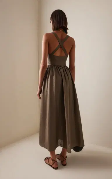 Matteau Crossback Linen-Cotton Midi Dress | Thumbnail 4 Matteau Crossback Linen-Cotton Midi Dress | Thumbnail 4