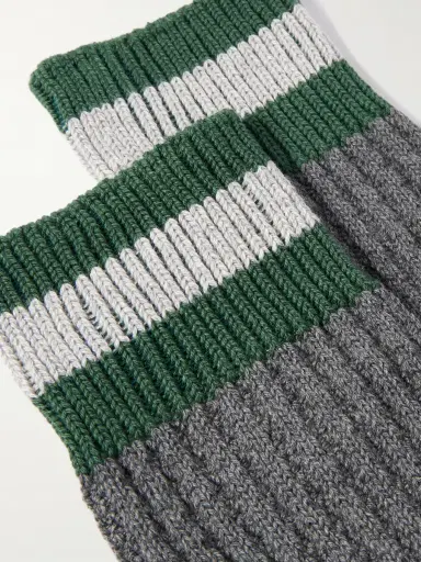 MR P. Striped Ribbed Cotton-Blend Socks - Men | Thumbnail 2 MR P. Striped Ribbed Cotton-Blend Socks - Men | Thumbnail 2