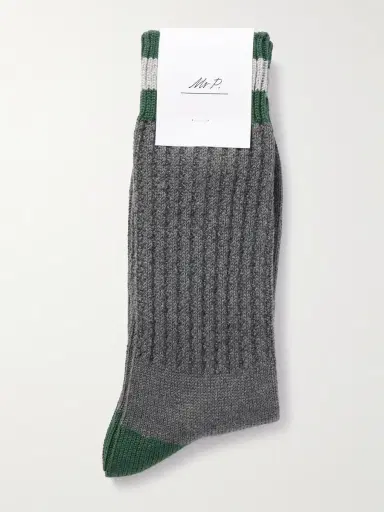 MR P. Striped Ribbed Cotton-Blend Socks - Men | Thumbnail 3 MR P. Striped Ribbed Cotton-Blend Socks - Men | Thumbnail 3