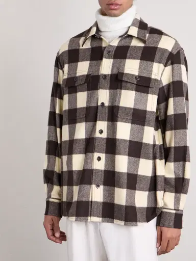 Ralph Lauren Purple Label Gable Checked Wool Shirt - Men | Thumbnail 3 Ralph Lauren Purple Label Gable Checked Wool Shirt - Men | Thumbnail 3
