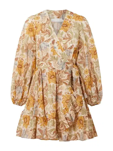 Zimmermann Daylight Ruffled Floral-print Cotton-voile Mini Wrap Dress | Thumbnail 1 Zimmermann Daylight Ruffled Floral-print Cotton-voile Mini Wrap Dress | Thumbnail 1
