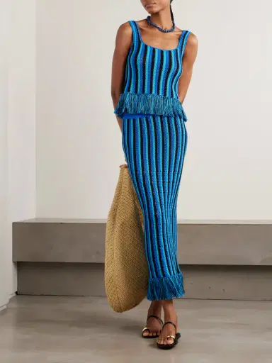 ESCVDO Misti Tasseled Open-knit Cotton Maxi Skirt | Thumbnail 2 ESCVDO Misti Tasseled Open-knit Cotton Maxi Skirt | Thumbnail 2