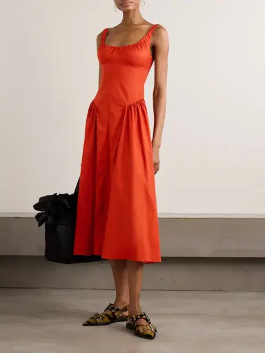 Faithfull Olas Gathered Cotton Midi Dress | Thumbnail 2 Faithfull Olas Gathered Cotton Midi Dress | Thumbnail 2