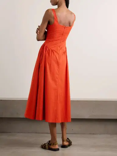 Faithfull Olas Gathered Cotton Midi Dress | Thumbnail 3 Faithfull Olas Gathered Cotton Midi Dress | Thumbnail 3