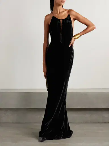 Nili Lotan Maxime Cutout Velvet Maxi Dress | Thumbnail 2 Nili Lotan Maxime Cutout Velvet Maxi Dress | Thumbnail 2