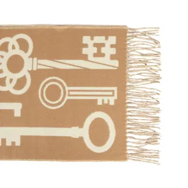 HERMÈS Hermes Casaque "Echarpe Porte-Clefs" Camel, White and Beige Muffler Cashmere Scarf | Thumbnail 2 HERMÈS Hermes Casaque "Echarpe Porte-Clefs" Camel, White and Beige Muffler Cashmere Scarf | Thumbnail 2
