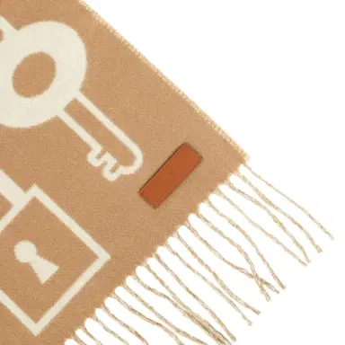 HERMÈS Hermes Casaque "Echarpe Porte-Clefs" Camel, White and Beige Muffler Cashmere Scarf | Thumbnail 6 HERMÈS Hermes Casaque "Echarpe Porte-Clefs" Camel, White and Beige Muffler Cashmere Scarf | Thumbnail 6