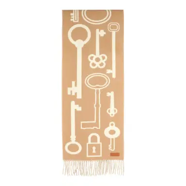 HERMÈS Hermes Casaque "Echarpe Porte-Clefs" Camel, White and Beige Muffler Cashmere Scarf | Thumbnail 7 HERMÈS Hermes Casaque "Echarpe Porte-Clefs" Camel, White and Beige Muffler Cashmere Scarf | Thumbnail 7