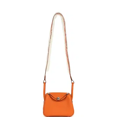 HERMÈS Hermes Mini Lindy II Orange Clemence Palladium Hardware | Thumbnail 6 HERMÈS Hermes Mini Lindy II Orange Clemence Palladium Hardware | Thumbnail 6