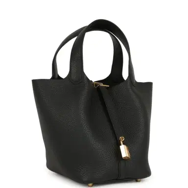 HERMÈS Hermes Picotin Lock 18 Black Clemence Gold Hardware | Thumbnail 3 HERMÈS Hermes Picotin Lock 18 Black Clemence Gold Hardware | Thumbnail 3