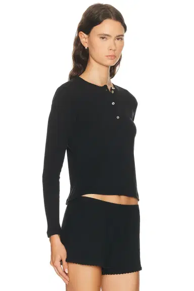 LESET Pointelle Long Sleeve Henley Top | Thumbnail 2 LESET Pointelle Long Sleeve Henley Top | Thumbnail 2