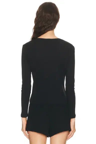 LESET Pointelle Long Sleeve Henley Top | Thumbnail 3 LESET Pointelle Long Sleeve Henley Top | Thumbnail 3