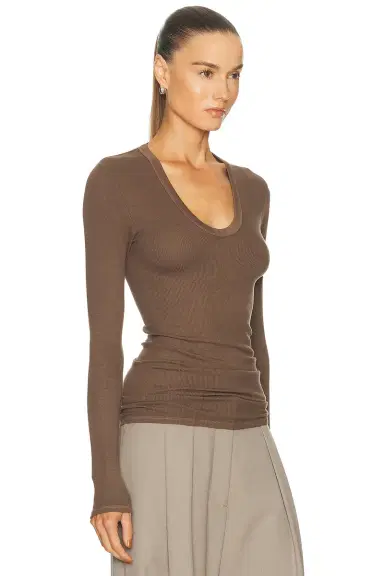 Enza Costa Rib Bold Long Sleeve U Top | Thumbnail 2 Enza Costa Rib Bold Long Sleeve U Top | Thumbnail 2