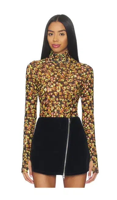 AFRM Zadie Flocked Mesh Top | Thumbnail 1 AFRM Zadie Flocked Mesh Top | Thumbnail 1