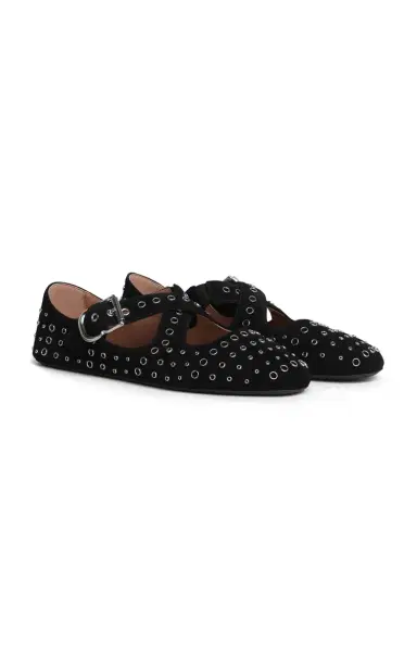 Alaïa Eyelet-Embellished Suede Ballet Flats | Thumbnail 3 Alaïa Eyelet-Embellished Suede Ballet Flats | Thumbnail 3