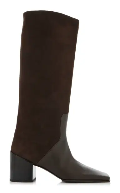 ALAÏA Square Nubuck and Leather Knee Boots | Thumbnail 1 ALAÏA Square Nubuck and Leather Knee Boots | Thumbnail 1