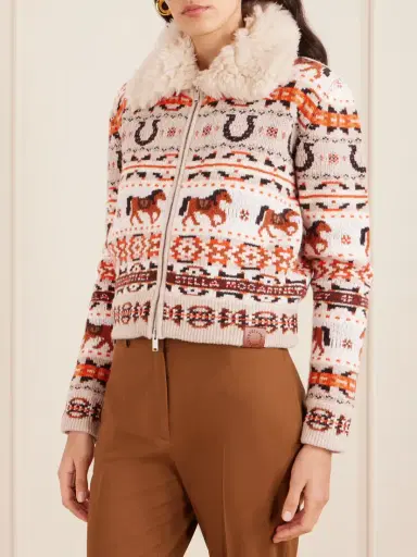 Stella McCartney Cropped Jacquard-knit Wool Cardigan | Thumbnail 3 Stella McCartney Cropped Jacquard-knit Wool Cardigan | Thumbnail 3