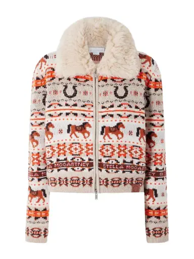 Stella McCartney Cropped Jacquard-knit Wool Cardigan | Thumbnail 1 Stella McCartney Cropped Jacquard-knit Wool Cardigan | Thumbnail 1