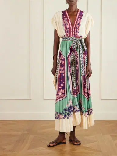 La DoubleJ Belted Printed Pleated Crepe De Chine Maxi Dress | Thumbnail 2 La DoubleJ Belted Printed Pleated Crepe De Chine Maxi Dress | Thumbnail 2