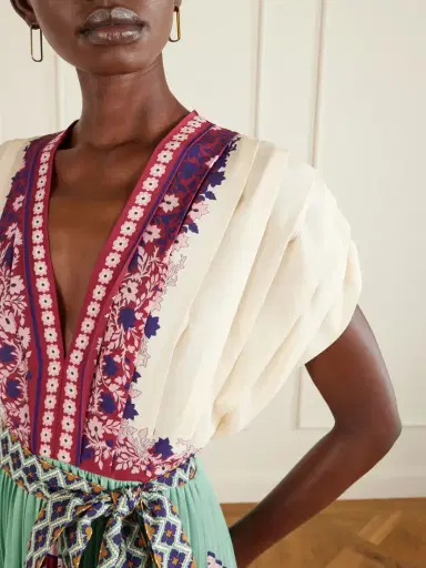 La DoubleJ Belted Printed Pleated Crepe De Chine Maxi Dress | Thumbnail 4 La DoubleJ Belted Printed Pleated Crepe De Chine Maxi Dress | Thumbnail 4