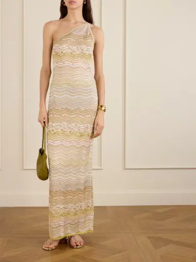 Missoni One-shoulder Sequin-embellished Striped Metallic Crochet-knit Maxi Dress | Thumbnail 2 Missoni One-shoulder Sequin-embellished Striped Metallic Crochet-knit Maxi Dress | Thumbnail 2