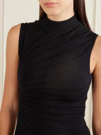 Alaïa Asymmetric Ribbed Wool Turtleneck Midi Dress | Thumbnail 4 Alaïa Asymmetric Ribbed Wool Turtleneck Midi Dress | Thumbnail 4