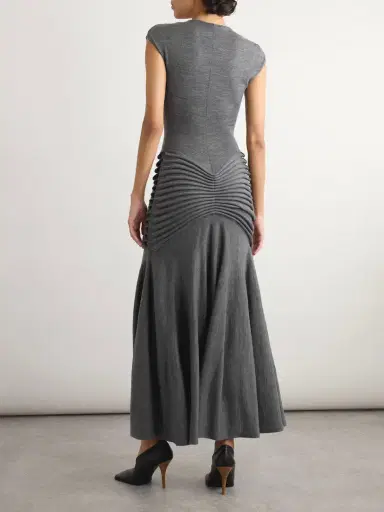 Alaïa Pleated Wool Maxi Dress | Thumbnail 3 Alaïa Pleated Wool Maxi Dress | Thumbnail 3