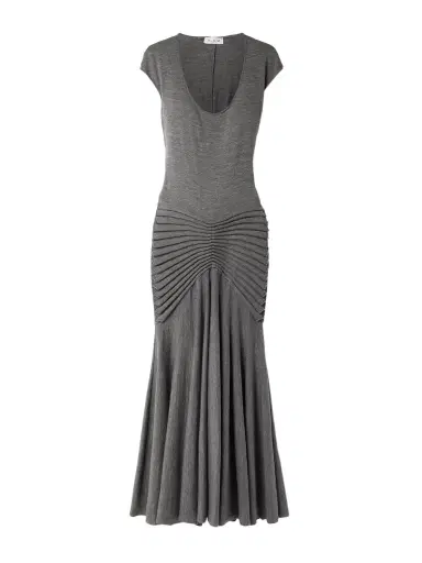 Alaïa Pleated Wool Maxi Dress | Thumbnail 1 Alaïa Pleated Wool Maxi Dress | Thumbnail 1