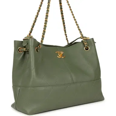 Chanel Chanel Small Coco Hobo Bag Khaki Calfskin Antique Gold Hardware | Thumbnail 2 Chanel Chanel Small Coco Hobo Bag Khaki Calfskin Antique Gold Hardware | Thumbnail 2