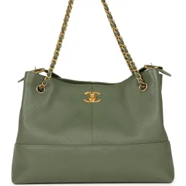 Chanel Chanel Small Coco Hobo Bag Khaki Calfskin Antique Gold Hardware | Thumbnail 1 Chanel Chanel Small Coco Hobo Bag Khaki Calfskin Antique Gold Hardware | Thumbnail 1