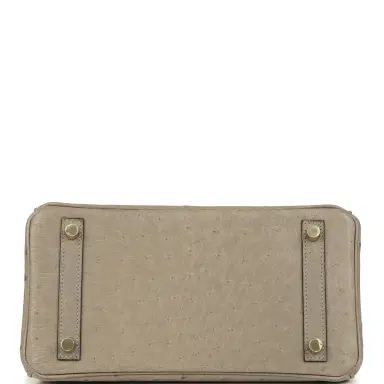 HERMÈS Pre-owned Hermes Birkin 25 Gris Tourterelle Ostrich Gold Hardware | Thumbnail 6 HERMÈS Pre-owned Hermes Birkin 25 Gris Tourterelle Ostrich Gold Hardware | Thumbnail 6