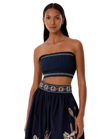 Emporio Sirenuse Flavia Top with Iris Embroidery | Thumbnail 1 Emporio Sirenuse Flavia Top with Iris Embroidery | Thumbnail 1