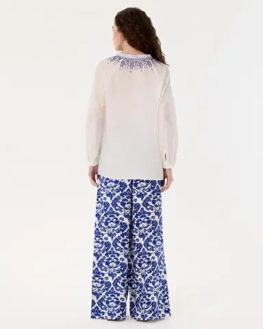 Emporio Sirenuse Ilizia Blouse with Iris Embroidery | Thumbnail 4 Emporio Sirenuse Ilizia Blouse with Iris Embroidery | Thumbnail 4