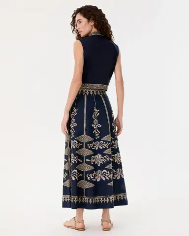 Emporio Sirenuse New Camille Skirt with Iris Embroidery | Thumbnail 4 Emporio Sirenuse New Camille Skirt with Iris Embroidery | Thumbnail 4