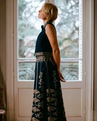 Emporio Sirenuse New Camille Skirt with Iris Embroidery | Thumbnail 5 Emporio Sirenuse New Camille Skirt with Iris Embroidery | Thumbnail 5