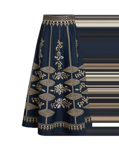 Emporio Sirenuse New Camille Skirt with Iris Embroidery | Thumbnail 6 Emporio Sirenuse New Camille Skirt with Iris Embroidery | Thumbnail 6