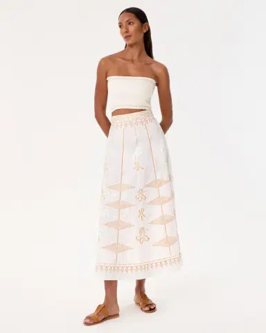 Emporio Sirenuse New Camille Skirt with Iris Embroidery | Thumbnail 7 Emporio Sirenuse New Camille Skirt with Iris Embroidery | Thumbnail 7