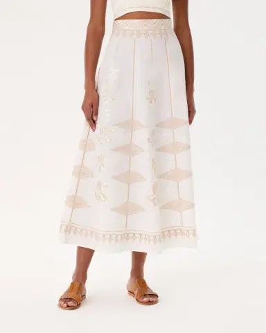 Emporio Sirenuse New Camille Skirt with Iris Embroidery | Thumbnail 9 Emporio Sirenuse New Camille Skirt with Iris Embroidery | Thumbnail 9
