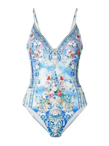 Camilla Crystal-embellished Printed Stretch Recycled Swimsuit | Thumbnail 1 Camilla Crystal-embellished Printed Stretch Recycled Swimsuit | Thumbnail 1