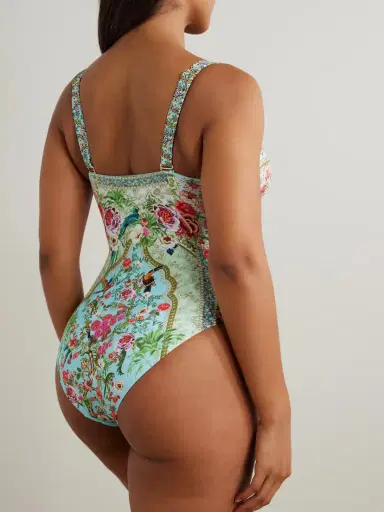 Camilla Lace-up Crystal-embellished Printed Recycled Swimsuit | Thumbnail 3 Camilla Lace-up Crystal-embellished Printed Recycled Swimsuit | Thumbnail 3