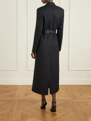 Victoria Beckham Belted Satin-trimmed Twill Coat | Thumbnail 4 Victoria Beckham Belted Satin-trimmed Twill Coat | Thumbnail 4