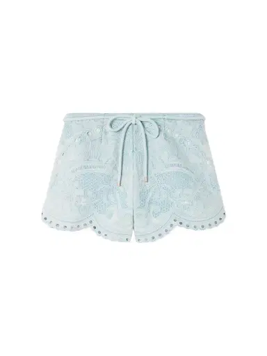 Zimmermann Daylight Scalloped Broderie Anglaise Denim Shorts | Thumbnail 1 Zimmermann Daylight Scalloped Broderie Anglaise Denim Shorts | Thumbnail 1