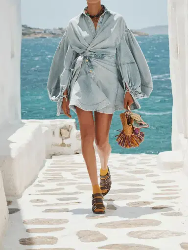 Zimmermann Rebellion Gathered Denim Mini Wrap Dress | Thumbnail 5 Zimmermann Rebellion Gathered Denim Mini Wrap Dress | Thumbnail 5
