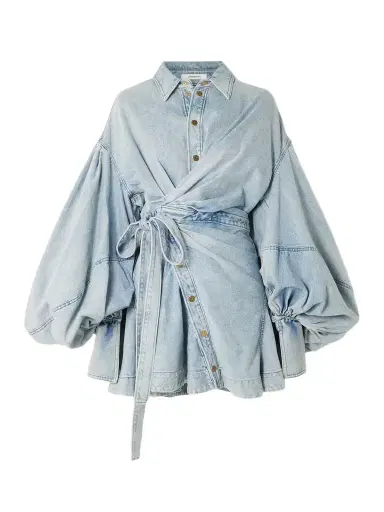 Zimmermann Rebellion Gathered Denim Mini Wrap Dress | Thumbnail 1 Zimmermann Rebellion Gathered Denim Mini Wrap Dress | Thumbnail 1
