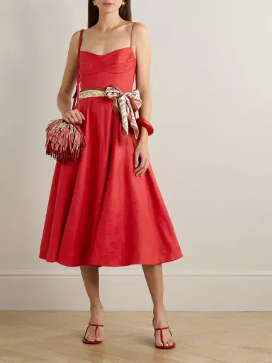 Zimmermann Rebellion Scarf-detailed Linen Midi Dress | Thumbnail 2 Zimmermann Rebellion Scarf-detailed Linen Midi Dress | Thumbnail 2