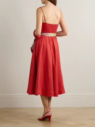 Zimmermann Rebellion Scarf-detailed Linen Midi Dress | Thumbnail 3 Zimmermann Rebellion Scarf-detailed Linen Midi Dress | Thumbnail 3